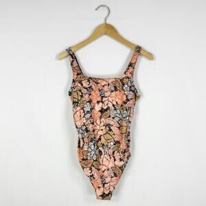 A Pea In The Pod Maternity Women's Floral One Pieve Swimsuit Large Coral Orange